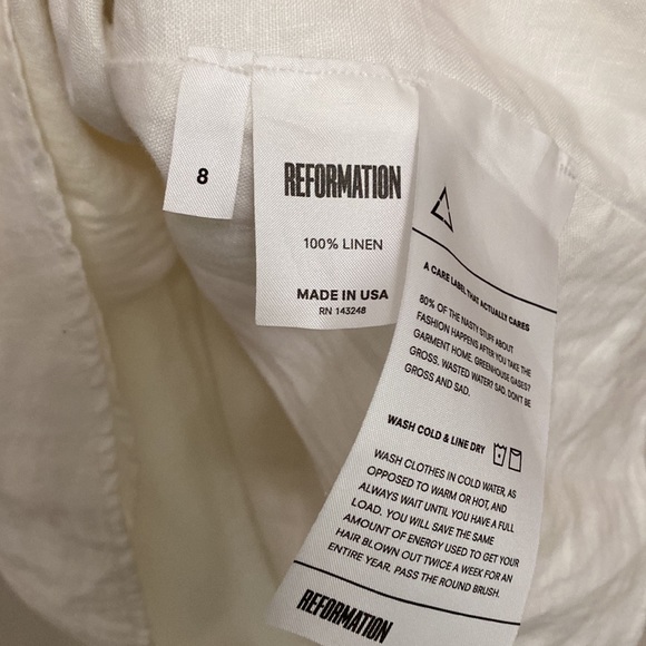 reformation Reid white linen lace up mini dress - Picture 6 of 6